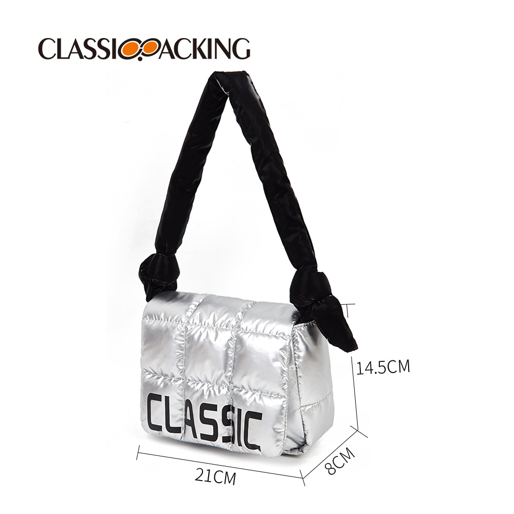 Bolso bandolera al por mayor de fábrica otoño e invierno nuevo bolso recargable de algodón bolso de hombro portátil de gran capacidad con logotipo impreso