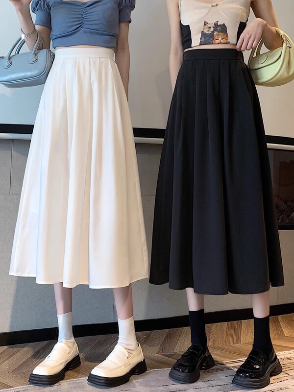 Skirt Umbrella Skirt Women's Spring 2024 New Style Slimming A- line Skirt Small Korean Style High Waist Pleated Skirt
