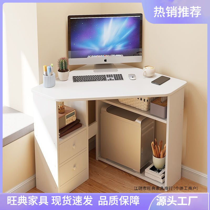 Triangular Study Desk, Corner Writing Desk, Wall Corner Computer Desk, Simple Home Corner Table for Small Apartments