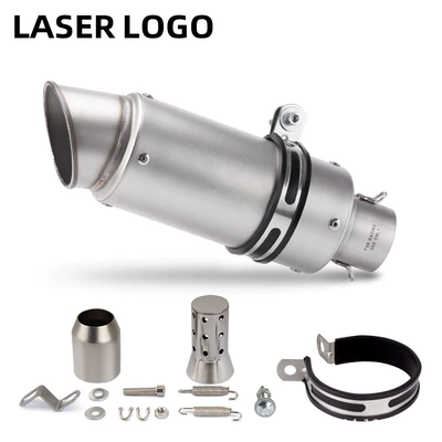 with Silencer Modified Exhaust | Motorcycle exhaust pipe - silver-angled-tail-51mm