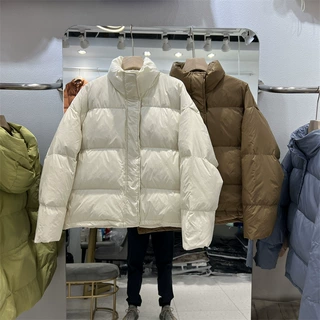 2025新款羽绒服女加厚立领短款白鸭绒韩版面包服洋气宽松学院风
