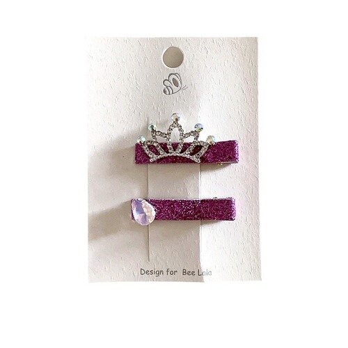 New sequined princess style diamond crown children's two-piece set duckbill clip hairpin hair accessories headdress for women