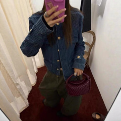 人气王！老钱调 b*v小众肌理感牛仔小香外套H型立领夹克