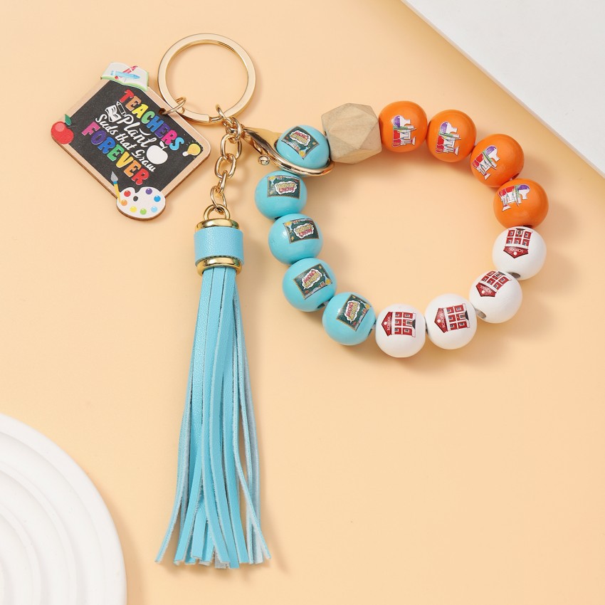 35g Weight Keychain Classification 1 Piece Quantity School, Graduation Occasion Acrylic, Wood Material Teachers' Day Festival Book, Letter, Tassel Pattern Unisex Gender Beaded Design Modern Style Style Modern Style Book Letter Tassel Arylic Wood Beaded Teachers' Day Unisex Keychain 5