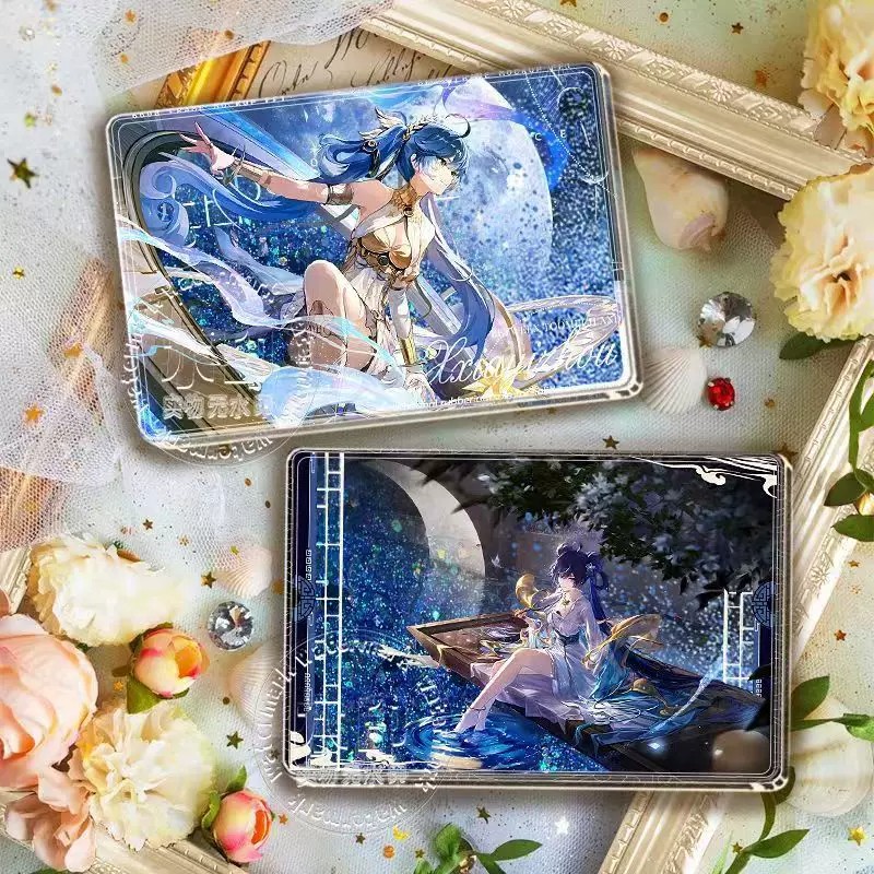 Custom-made acrylic quicksand mahjong with cartoon star characters, featuring oil-filled glitter and a two-dimensional design