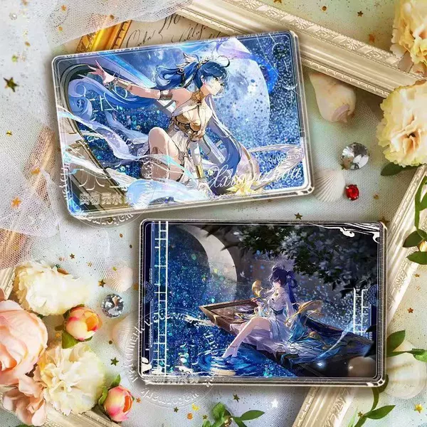Custom-made acrylic quicksand mahjong with cartoon star characters, featuring oil-filled glitter and a two-dimensional design