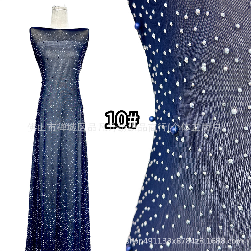 Nuevo full sky star perla caliente tela de malla de perla multicolor mano clavado cuentas para el pecho vestido de noche tela de boda