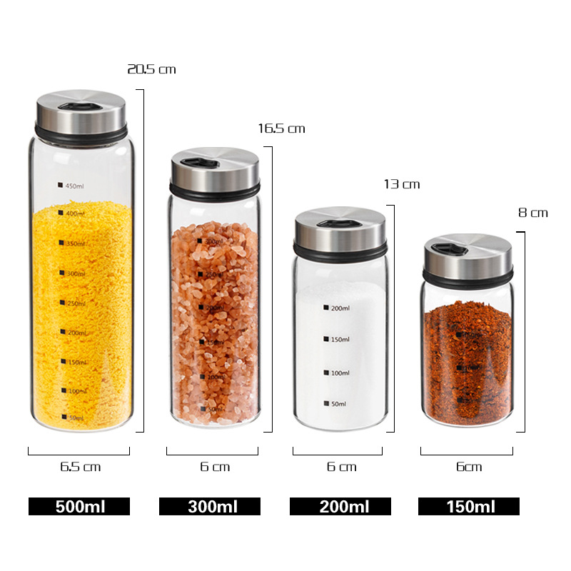 Esparcidor de vidrio hogar condimento caja combinación traje de Cocina Barbacoa Pimienta Sal tarro de condimento de acero inoxidable tarro