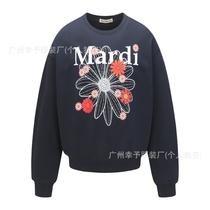 韩国Mardi卫衣赵露思同款小雏菊腊肠狗女秋冬刺绣印花套头圆领外|undefined