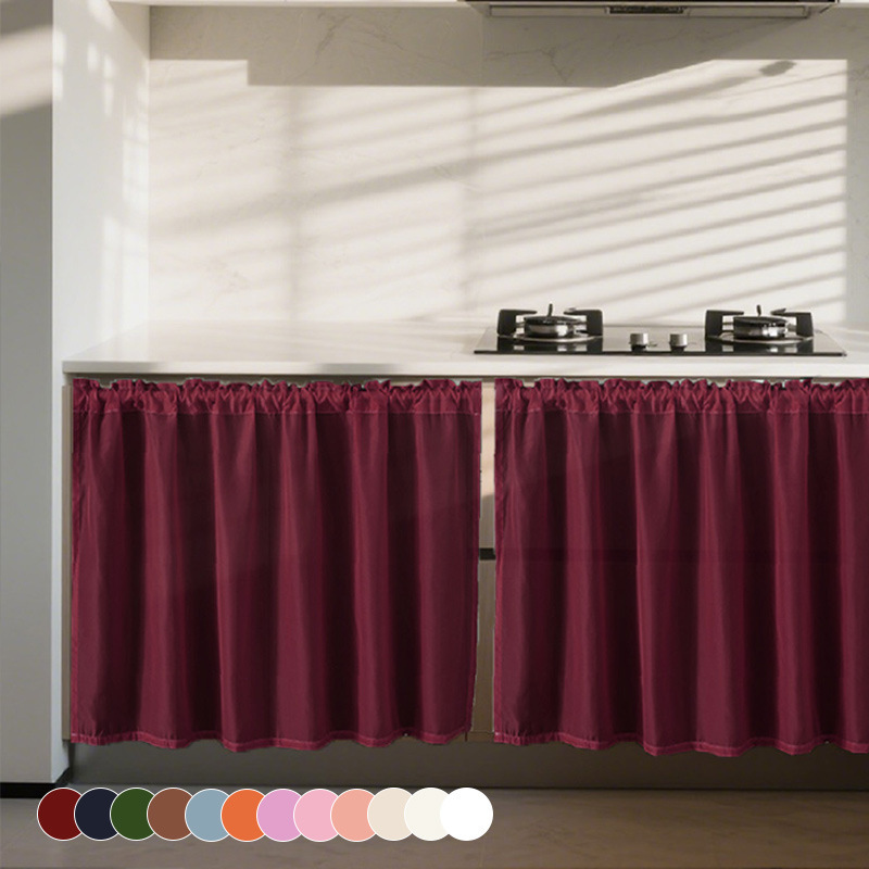 Cross-Border Dropshipping Waterproof and Scratch-Resistant Small Curtains Thickened Chiffon Half-Curtains Short Curtains Solid Color Finished Products Amazon Foreign Trade Wholesale