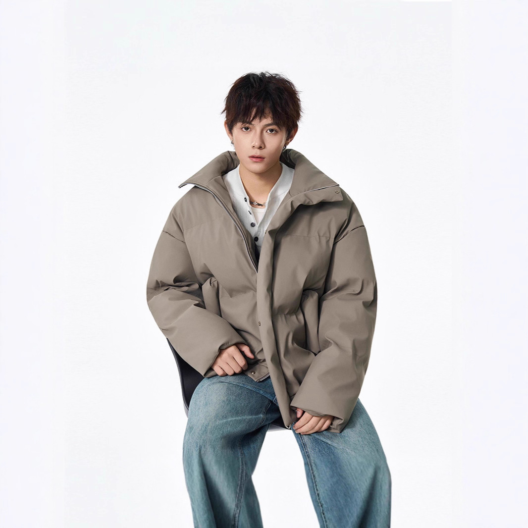 디구스테 남성 겨울 숏패딩 점퍼 오버핏 하이넥 두꺼운 보온 아메리칸 스트