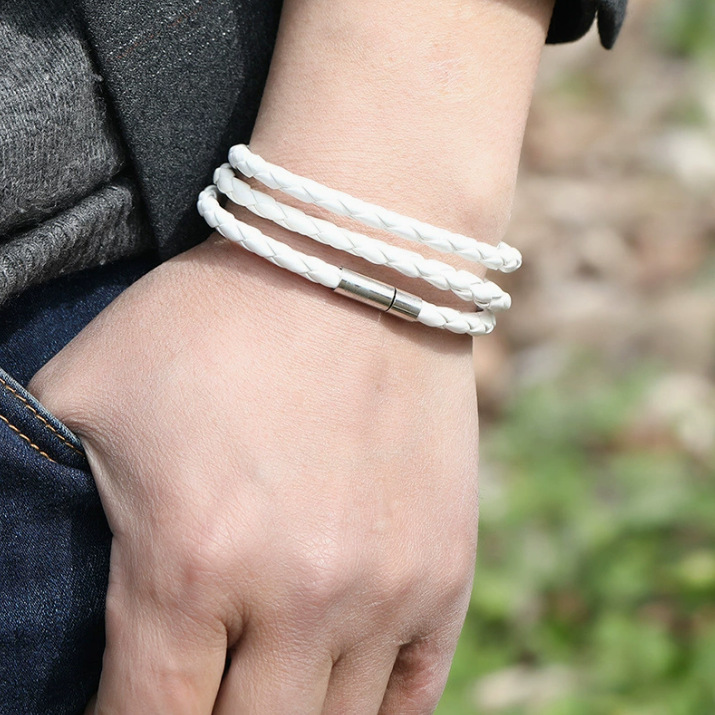 Wholesale Korean-Style Braided Men's Leather Bracelet, Trendy Punk Multi-Layer Leather Rope Bracelet, Personalized Trendy Jewelry