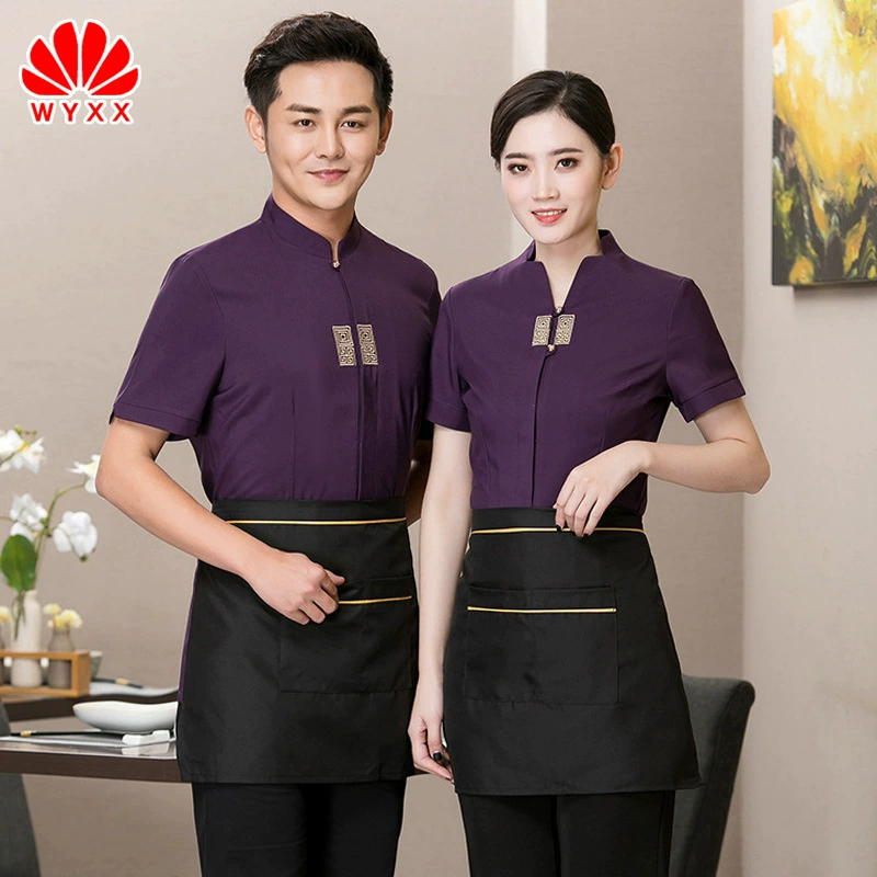 Официант рабочая одежда с короткими рукавами отель китайский чайный домик Ресторан Кейтеринг одежда горячий горшок Ресторан гостиничная форма летнее платье женское