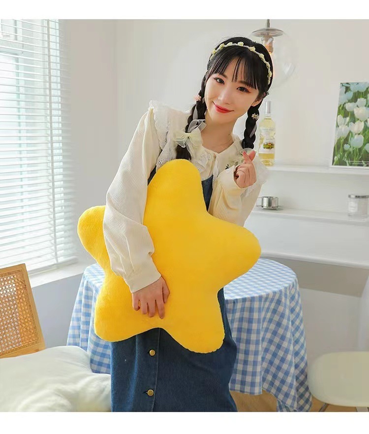Cross-border Star Pillow Cute Plush Toy Sleeping Pillow Five-pointed Star Cushion Nap Pillow Girl's Heart Cream