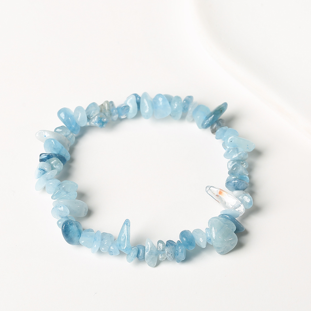 Pulsera de anillo único de piedra de cuartil natural irregular pulsera de cuerda elástica de piedra original estilo fresco simple y versátil