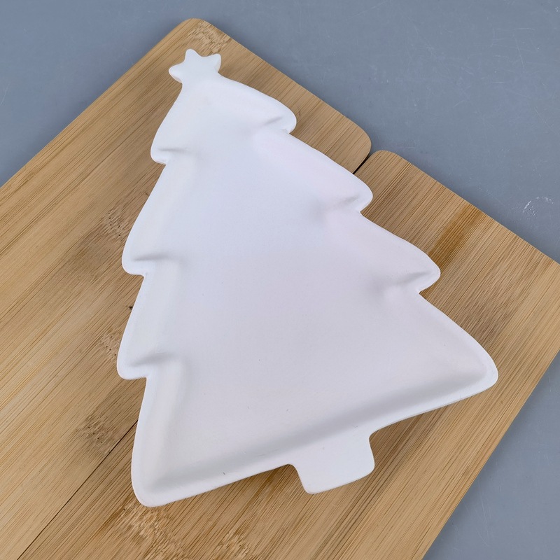 Plato de Navidad de diseño simple diy pintura de cerámica plato de porcelana blanca pintura china pintada plato de graffiti blanco