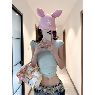New Pullover Design Green Age-Reducing U-Neck Knitwear for Women's Spring and Summer Outer Wear Sweet and Spicy Tops Hot Style