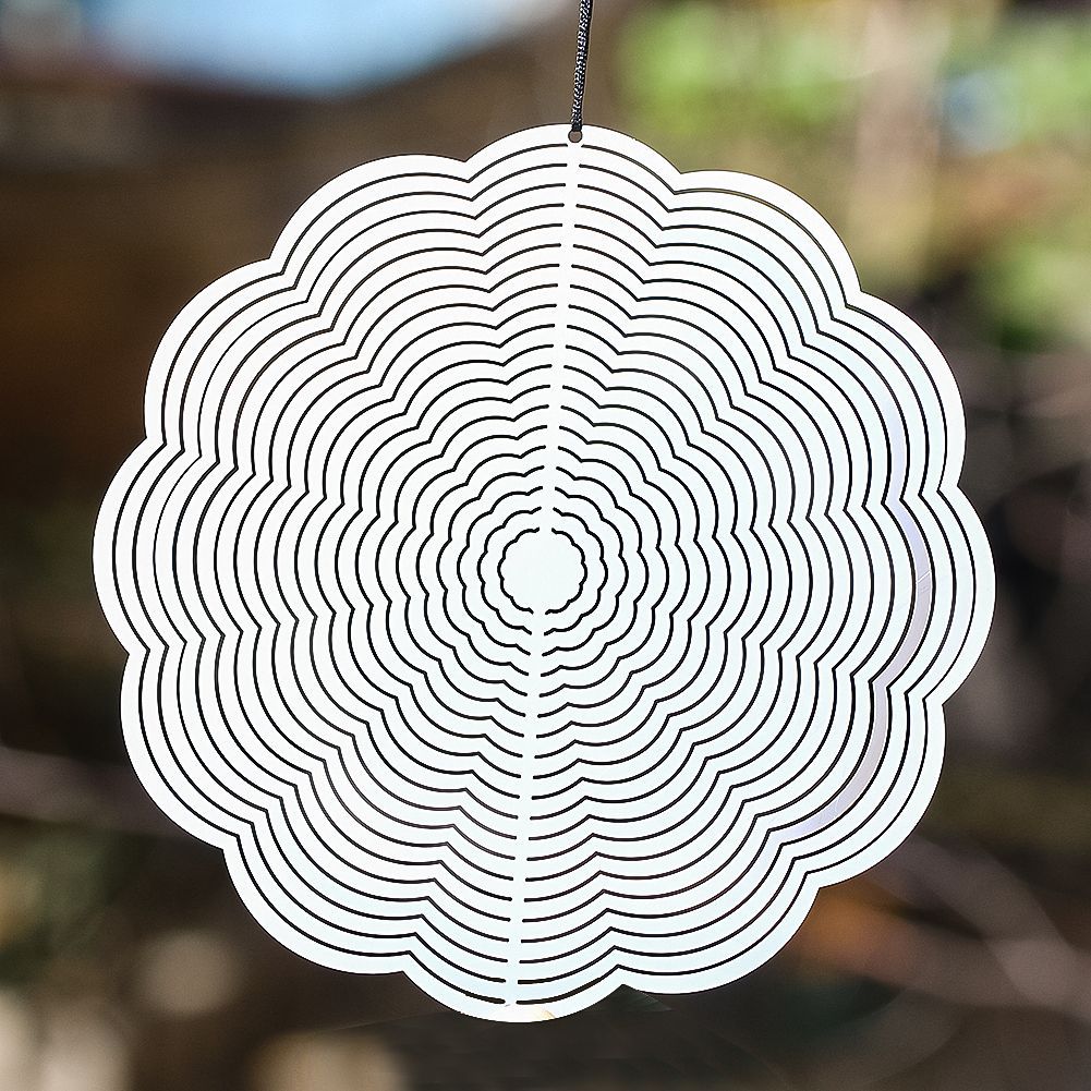 Roterende mandala vindspil i rustfrit stål til haven_voghion.com