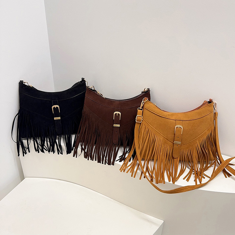 跨境流行时尚流苏托特包包女2025新款洋气简约设计时尚百搭斜挎包