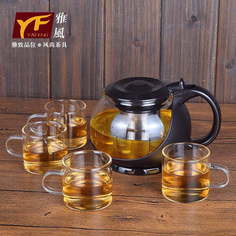 Glass teapot, big filter, flavored tea, red (black) tea