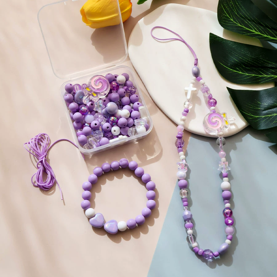 Beaded Bracelet Phone Charm, Mixed Beads Strap, Assorted Colors, 6 cm Pendant