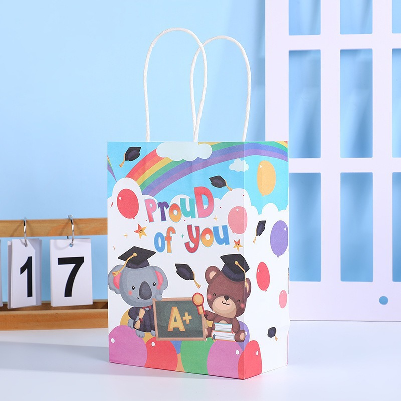 Bolsas de regalo de cumpleaños, bolsas de cartón cartón, bolsas de embalaje para llevar, bolsas de embalaje de regalo de fiesta para niños, bolsas de mano