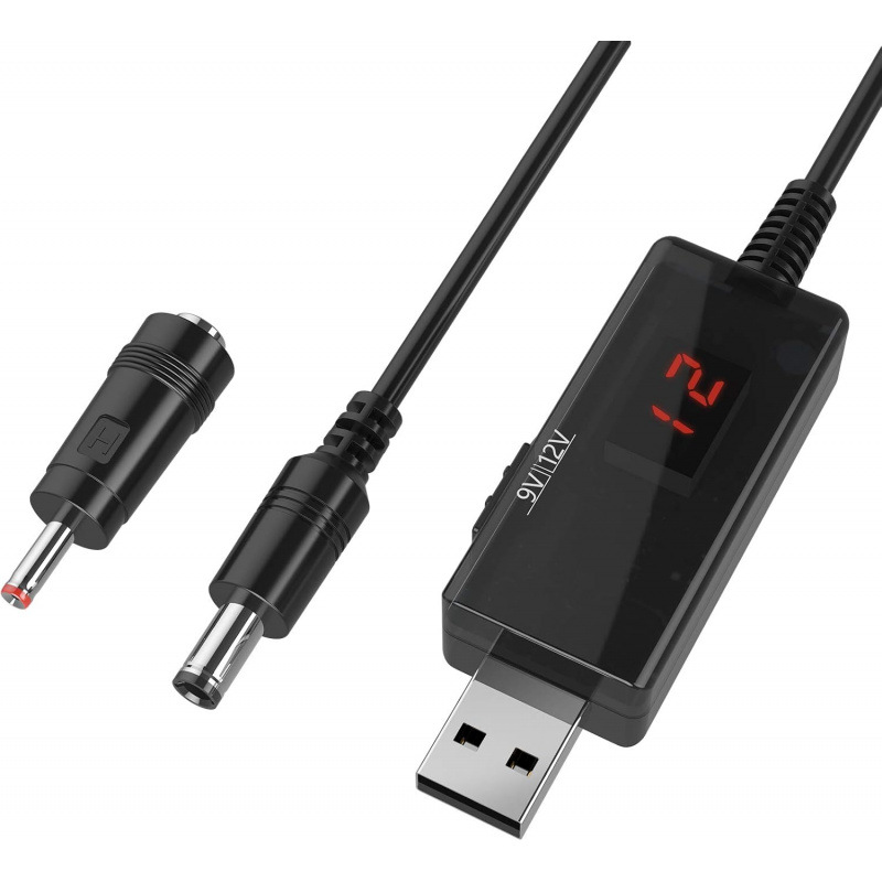 USB转DC5.5/3.5mm路由器光猫升压线5V升压器转9V12V充电线可调压