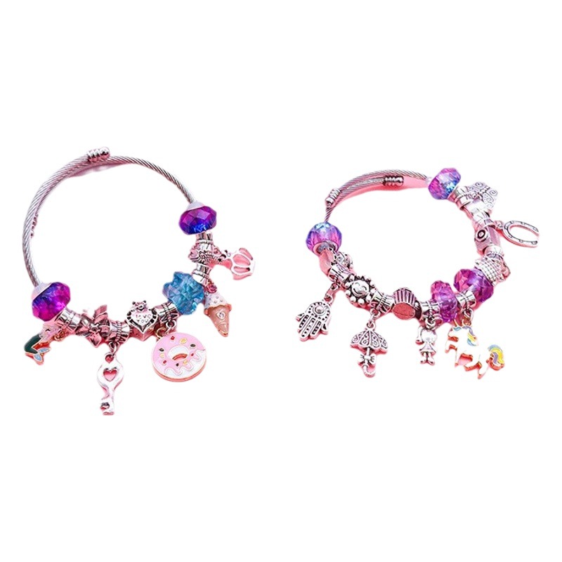 99 unids dibujos animados sirena unicornio océano serie niños DIY pulsera chica hecho a mano traje caja de regalo