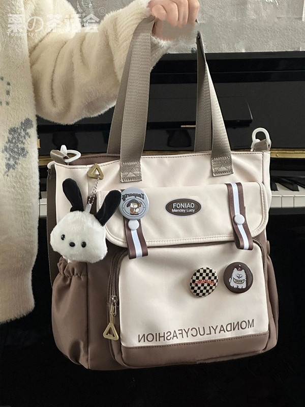 Korean ins large-capacity canvas crossbody bag for women, Japanese-style Harajuku Korean version, cute and versatile college student class bag Specification drawing