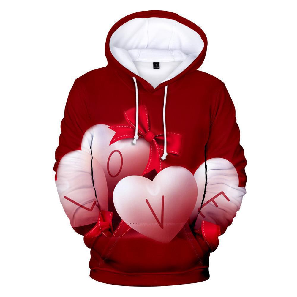-Sudadera deportiva holgada con capucha impresa en 3D para hombres y mujeres con elementos del Día de San Valentín_voghion.com
