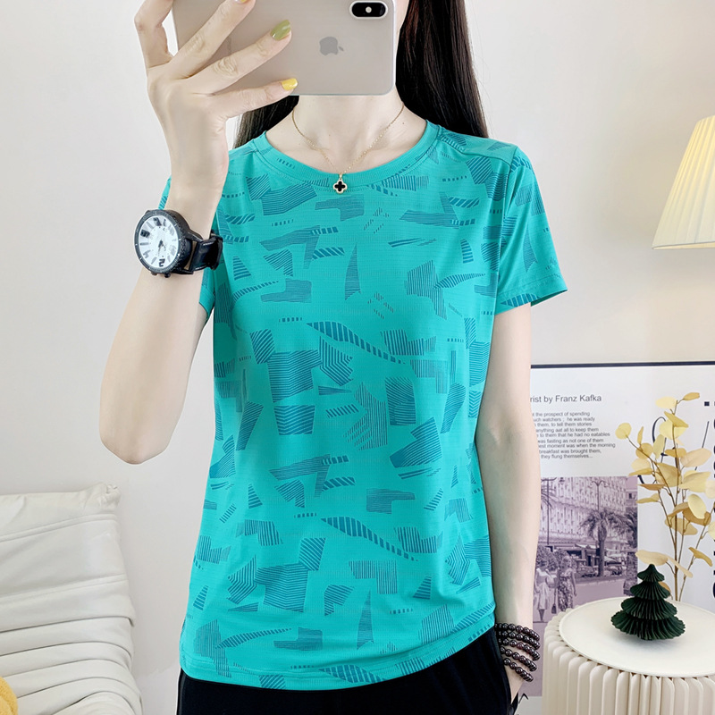 5166 Summer New Quick-Dry T-Shirt Short Sleeve High Elastic Outdoor Quick-Dry Top Round Neck Fast-Dry Sports
