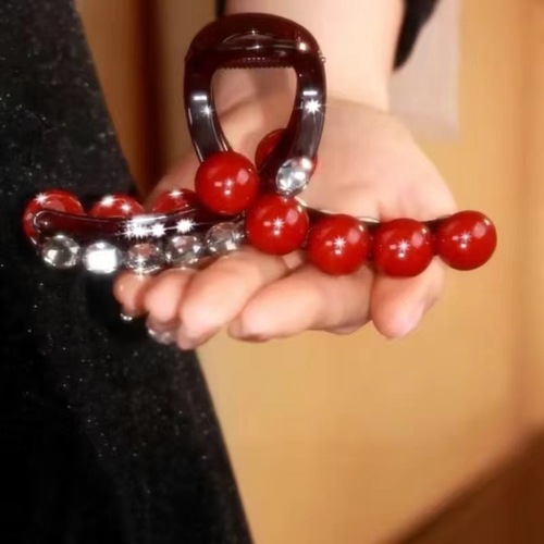 Bosiya national style red bean hairpin women's new red New Year hairpin hair accessory simple temperament shark clip headdress