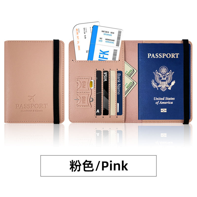 Protección de pasaporte transfronteriza multi-tarjeta, este conjunto de pasaporte de cuero grueso pu se puede fijar en bolsas de pasaporte de cuero LOGO.
