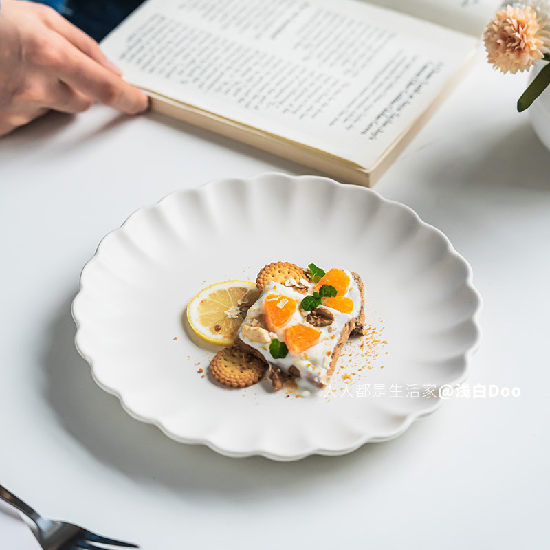 インスタイルレースプレートマットセラミックプレートデザートプレート朝食プレートフルーツサラダプレート家庭用食器皿プレート|undefined