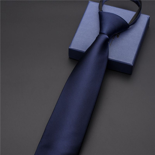 Factory Black Men's Tie Striped Blue Business Tie Lazy Zipper Tie In Stock Wholesale Easy-to-Open