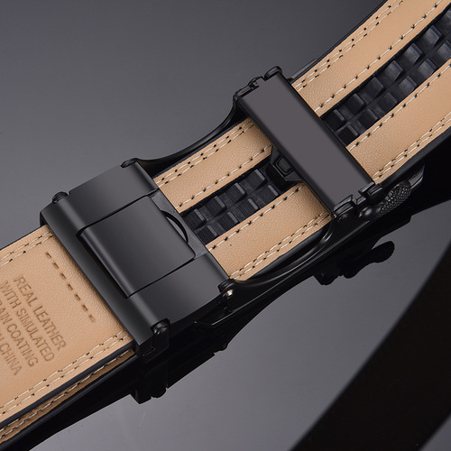 New European and American business belt men's two-layer cowhide Guangzhou automatic buckle LOGO embossed belt manufacturer wholesale