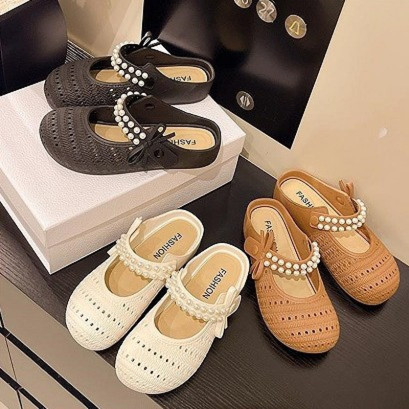 Fashion 2025 New Birkenstock Half-Toe Slippers for Women Summer Outer Wear Niche Cut Out Pearl Comfortable Outer Wear Sandals