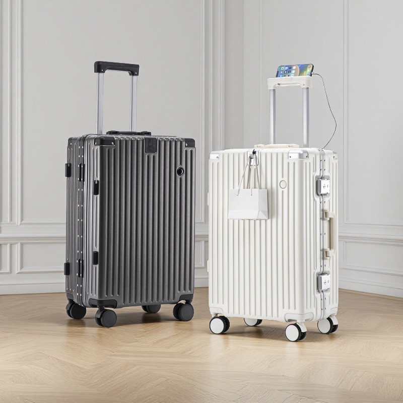 La maleta trolley con marco de aluminio para mujer para equipaje es duradera, la caja de contraseña de gran capacidad para estudiantes varones es duradera