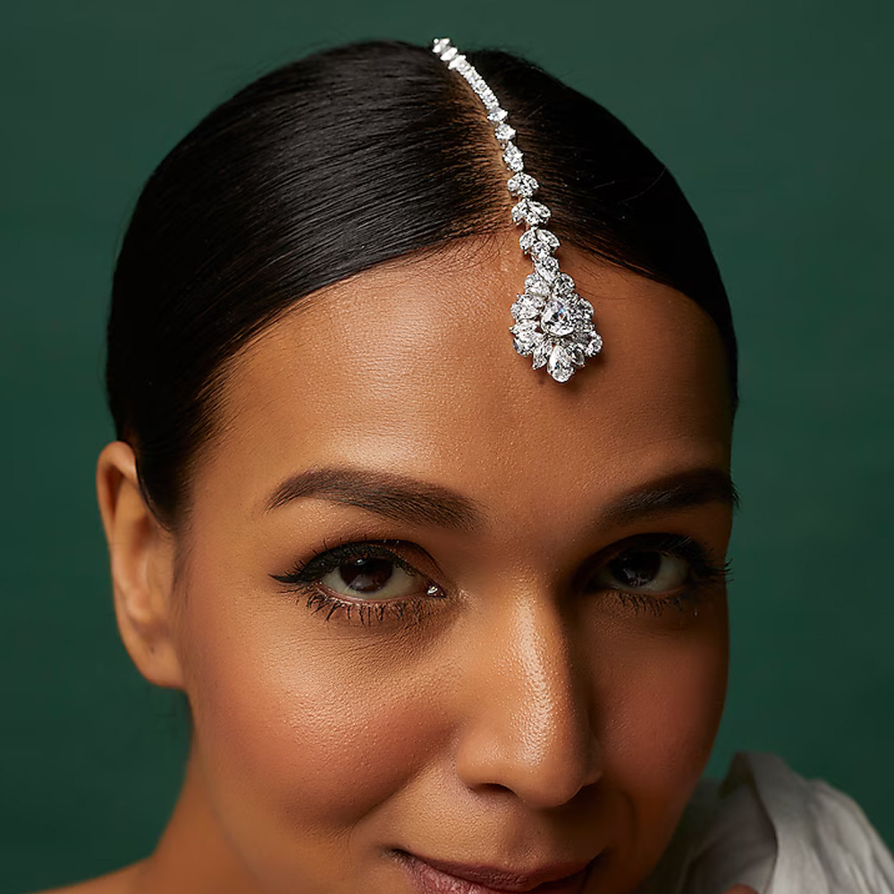 Amazon Explosions Zircon Drops Eyebrow Pendant European and American High Sense Indian Traditional Headwear Hair Accessories hair chain