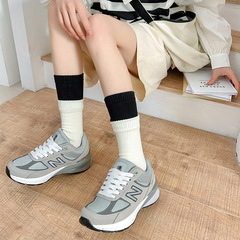 Women's Colorful Patchwork Double-Opening Cotton Mid-Calf Socks Versatile Japanese Style Socks Patchwork Long Socks Internet Popular Instagram Trendy Socks