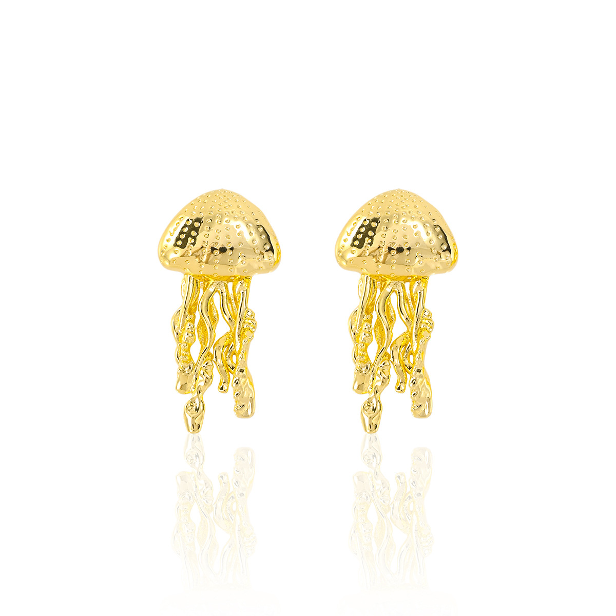 Women's Gender Polished Finish 1 Pair Marine Style Starfish Shell Plating Copper Drop Earrings Ear Studs