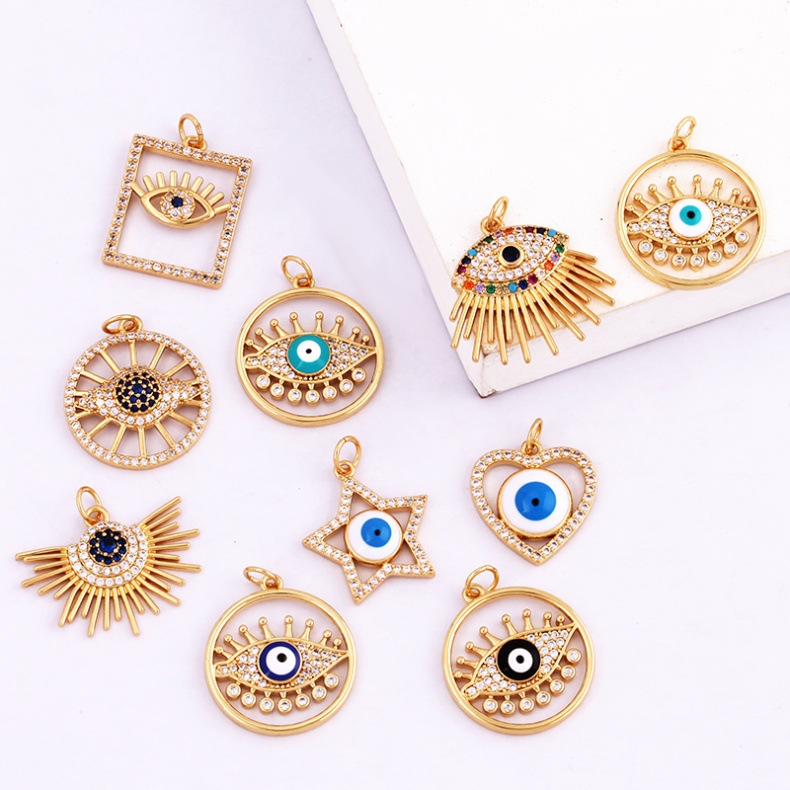 3g Weight Pendant Jewelry Making Type 13*19mm, 15*14mm, 16 * 16mm Jewelry Making Size December Birthstone Turquoise, Zircon Inlay Material DIY Jewelry Accessories Classification 1 Piece Quantity Copper Material Devil's Eye, Heart Shape Pattern Plating, Inlay Design Simple Style, IG Style Style 1 Piece 13*19mm 15*14mm 16 * 16mm Copper Turquoise Zircon Devil's Eye Heart Shape Pendant 7