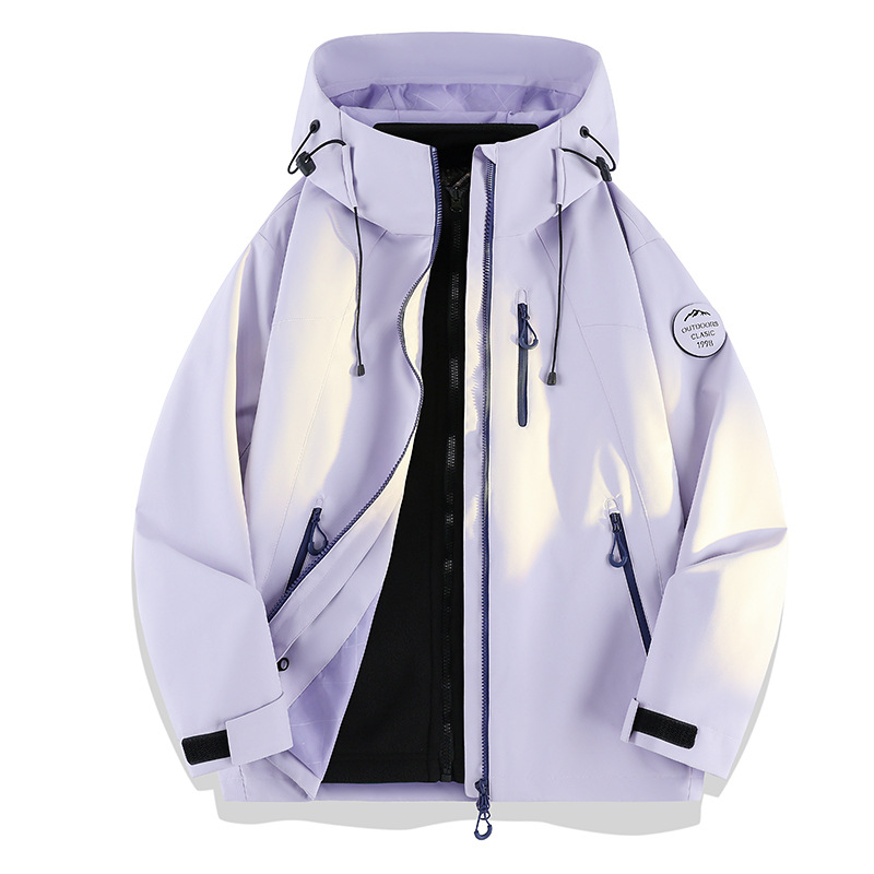 New Spring and Autumn Windproof Breathable Fleece-Lined Thickened Sportswear 3-in-1 Outdoor Waterproof Jacket Wholesale