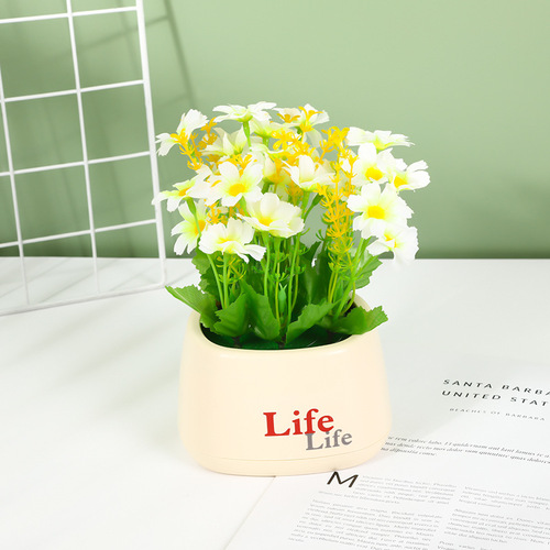 Simulation potted fake flower bonsai new life pot jumping orchid and chrysanthemum interior decoration ornaments mini