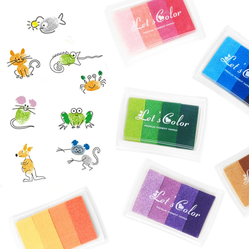 Дети 4 цвета вогнутая талия градиентная печатная столовая грязь diy креативная милая цветная печать компаньон мини квадратная печатная грязь