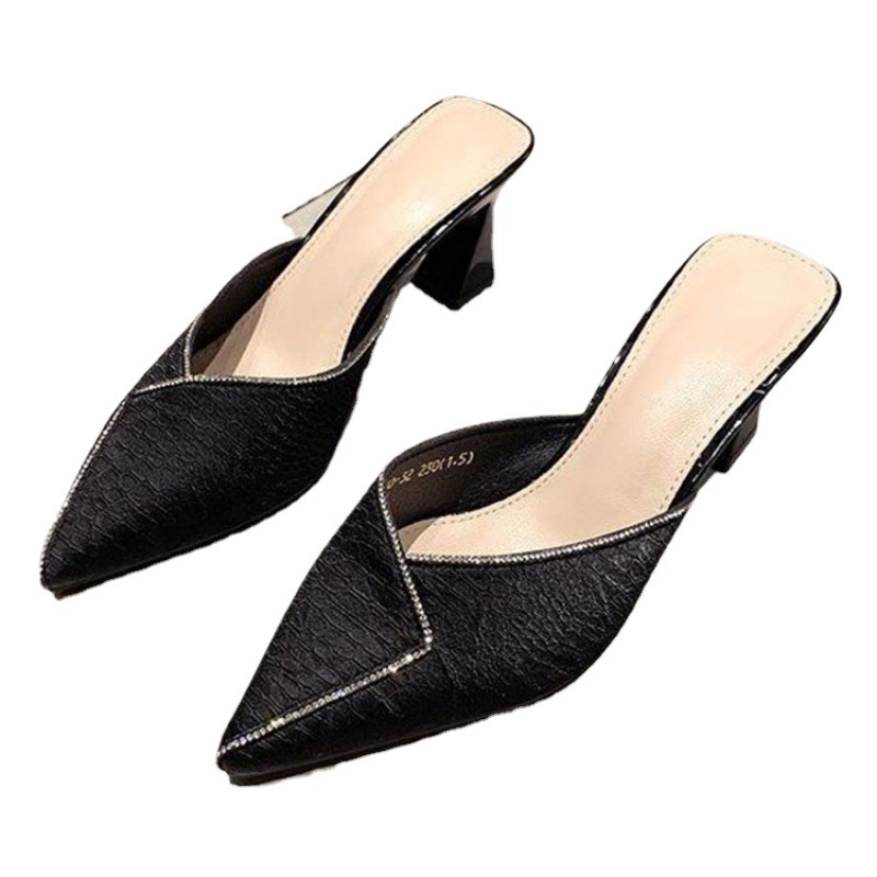 Internet Celebrity Closed-Toe Half Slippers For Women, Fashionable Outdoor Wear, Summer New Style, Fitting Room Pointed_vogvips.com