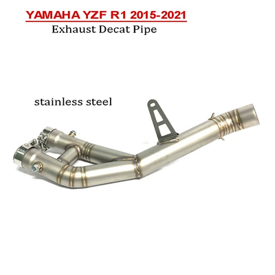 Titanium alloy mid-section exhaust with back pressure for 2015-2023 models, suitable for motorcycle sports bikes YZF-R1 MT10 (Exhaust pipe) - a