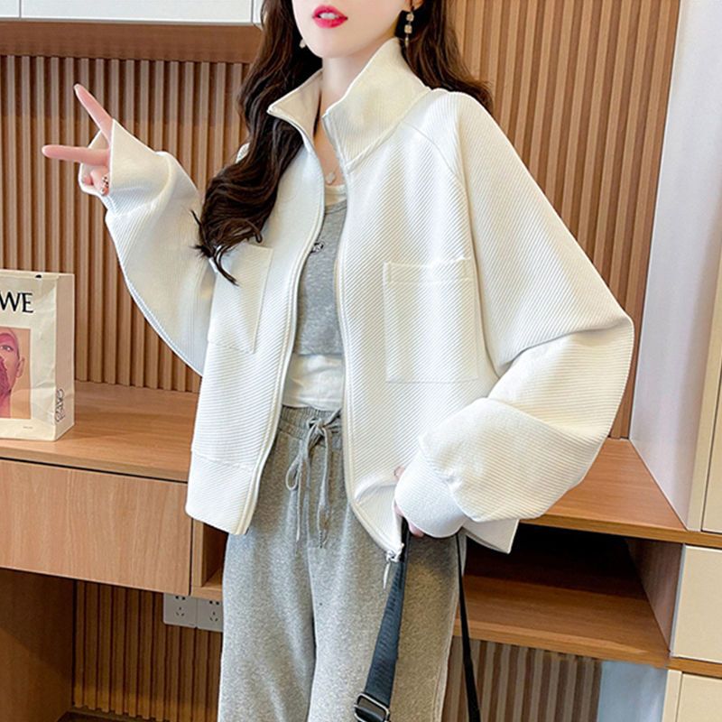 短款时尚立领外套女春秋百搭新款韩版卫衣开衫休闲宽松大码上衣|undefined