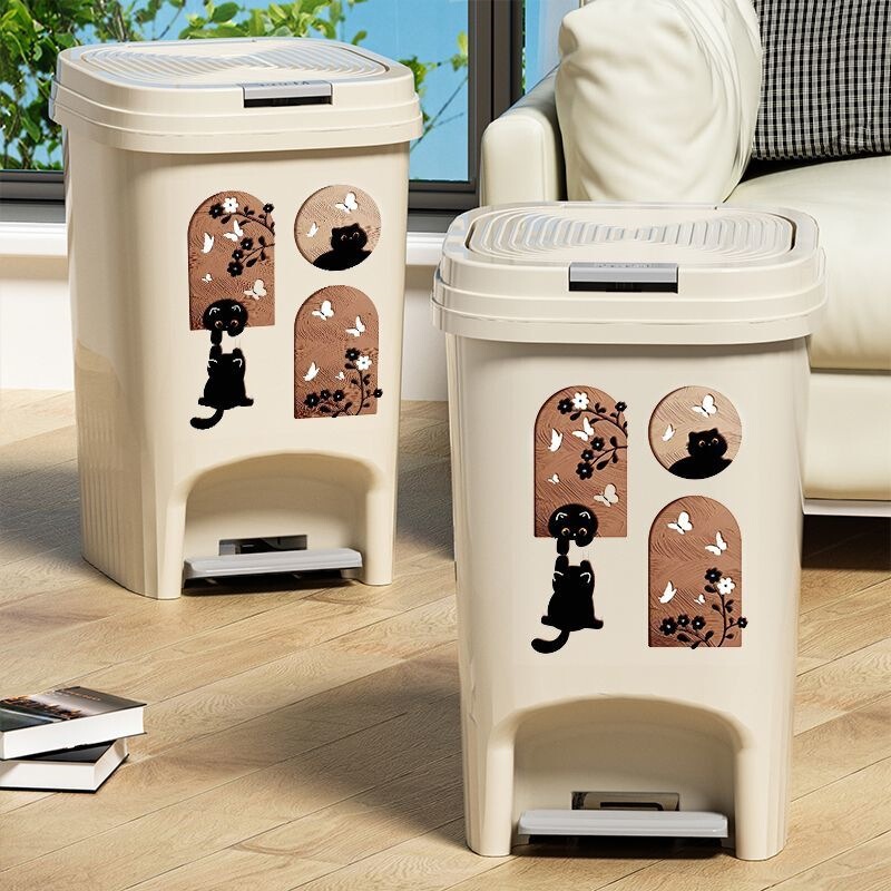 New style trash can for home use, suitable for kitchen, bathroom, toilet, and living room; features a lid, large capacity, and a foot-activated, push-button design New style trash can for home use, suitable for kitchen, bathroom, toilet, and living room; features a lid, large capacity, and a foot-activated, push-button design