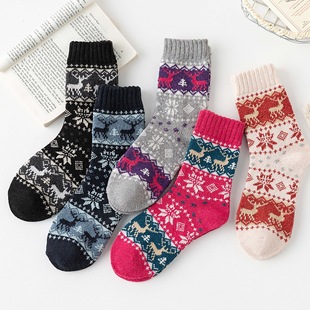 Amazon cross-border [5 pairs] new autumn and winter vintage socks men and women tube socks warm rabbit wool socks